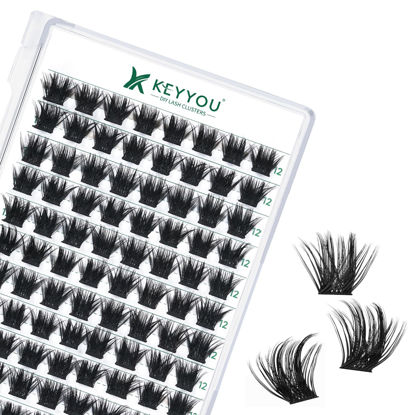 Picture of Lash Clusters 96pcs Individual Lashes D Curl 12mm Eyelash Clusters KEYYOU Volume Wispy Lash Extension Soft&Comfortable Easy DIY at Home(Y22 D-12mm)