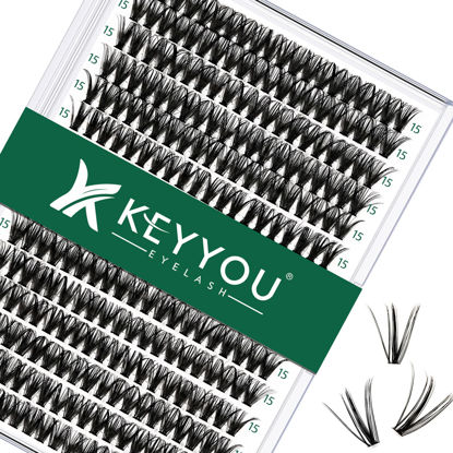 Picture of Lash Clusters 300Pcs Individual Lashes 40D 0.07D Curl 15mm Lash Extensions Clusters Lashes Soft&Natural False Eyelashes Individual DIY Eyelash Extension at Home(40D-0.07D,15mm)