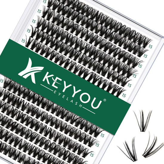 Picture of Lash Clusters 300Pcs Individual Lashes 40D 0.07D Curl 15mm Lash Extensions Clusters Lashes Soft&Natural False Eyelashes Individual DIY Eyelash Extension at Home(40D-0.07D,15mm)