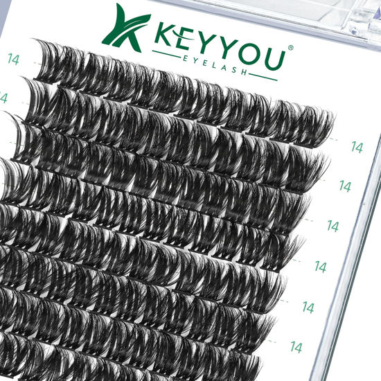 Picture of Lash Clusters,96 Pcs Cluster Lashes D Curl 14mm DIY Lash Extensions Eyelash Clusters,KEYYOU Volume Wispy Individual Lashes Soft&Comfortable Easy DIY at Home(Y07,D-14mm)