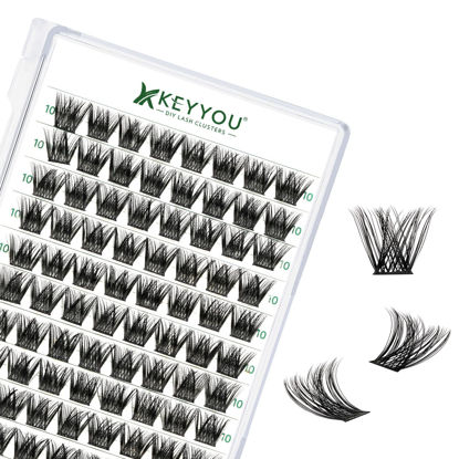 Picture of Lash Clusters 96pcs Individual Lashes D Curl 10mm Eyelash Clusters KEYYOU Volume Wispy Lash Extension Soft&Comfortable Easy DIY at Home(Y01 D-10mm)