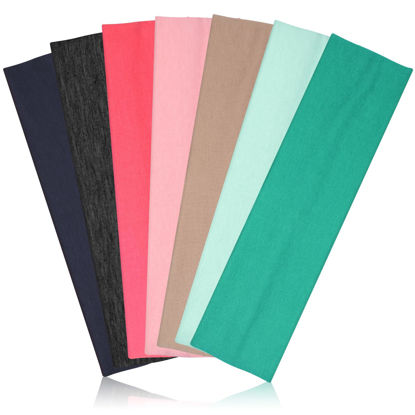 Picture of Headbands for Women Non Slip - 7PCS Fashion Sports Hair Bands for Women's Hair, Soft Cotton Cloth Stretchy Headbands for Women for Workout Yoga Running