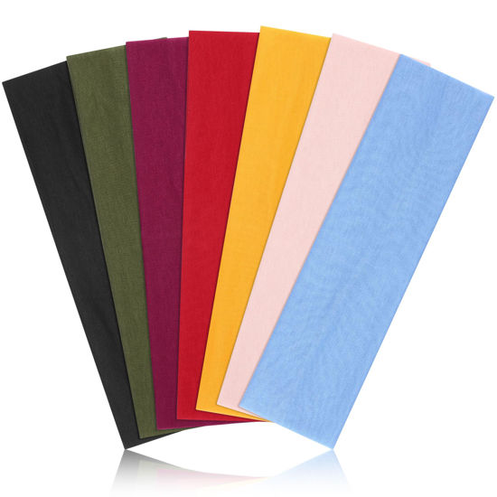 Picture of Headbands for Women Non Slip - 7PCS Fashion Sports Hair Bands for Women's Hair, Soft Cotton Cloth Stretchy Headbands for Women for Workout Yoga Running
