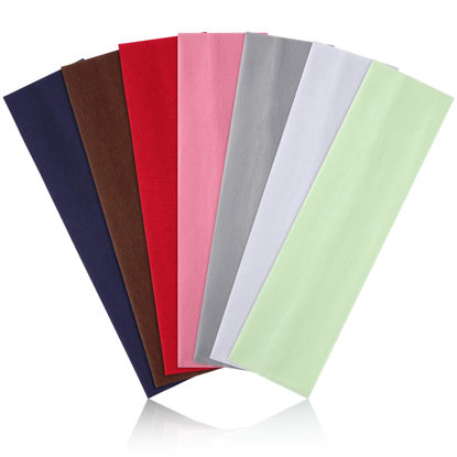 Picture of Headbands for Women Non Slip - 7PCS Fashion Sports Hair Bands for Women's Hair, Soft Cotton Cloth Stretchy Headbands for Women for Workout Yoga Running