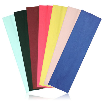 Picture of Headbands for Women Non Slip - 7PCS Fashion Sports Hair Bands for Women's Hair, Soft Cotton Cloth Stretchy Headbands for Women for Workout Yoga Running