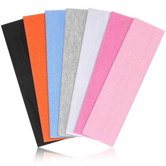Picture of Headbands for Women Non Slip - 7PCS Fashion Sports Hair Bands for Women's Hair, Soft Cotton Cloth Stretchy Headbands for Women for Workout Yoga Running