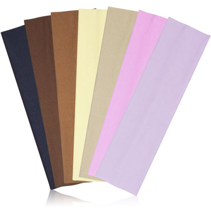 Picture of Headbands for Women Non Slip - 7PCS Fashion Sports Hair Bands for Women's Hair, Soft Cotton Cloth Stretchy Headbands for Women for Workout Yoga Running