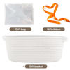 Picture of Pro Goleem Small Woven Basket with Gift Bags and Ribbons Durable Baskets for Fathers Day Gift Empty Small Rope Basket for Storage 12"X 8" X 5" Baby Toy Basket with Handles, White