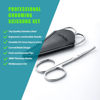 Picture of Facial Hair Small Grooming Scissors For Men Women - Eyebrow, Nose Hair, Mustache, Beard, Eyelashes, Ear Trimming Kit - Curved and Rounded Safety Tip Clippers For Hair Cutting 2PCS With Cover Sliver