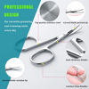Picture of Facial Hair Small Grooming Scissors For Men Women - Eyebrow, Nose Hair, Mustache, Beard, Eyelashes, Ear Trimming Kit - Curved and Rounded Safety Tip Clippers For Hair Cutting 2PCS With Cover Sliver