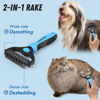Picture of Docrok Pet Grooming Combo - Blue Deshedding Brush with Metal Comb for Detangling and Dematting Long, Matted Fur on Cats and Dogs