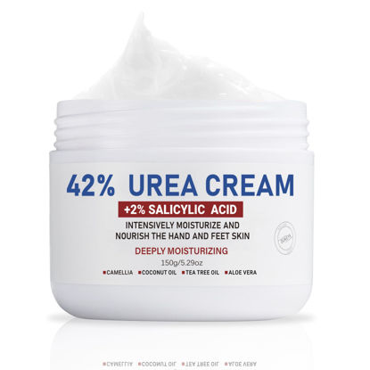 Picture of OUKEYA Urea Cream 42% plus Salicylic Acid 2% Net 5.29 Oz for Dry Cracked Feet, Heels, Knees, Elbows, Hands Repair Treatment. Moisturizes and Removes Corns, Calluses, Dead Skin, and Softens Toenails