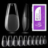 Picture of Gelike ec Medium Coffin Nail Tips: 240PCS Soft Gel Tips for Nail Extensions Coffin Shaped Full Cover Gel X Nail Tips Pre Etched - PMMA Resin Clear False Nails Press on Nails 10 Sizes, MEDIUM COFFIN