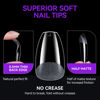 Picture of Gelike ec Short Coffin Nail Tips: 240PCS Soft Gel Tips for Nail Extensions Coffin Shaped Full Cover Gel X Nail Tips Pre Etched - PMMA Resin Clear False Nails Press on Nails 10 Sizes, SHORT COFFIN