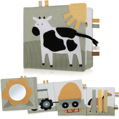 Picture of Soft Baby Book with Touch and Feel Pages - Cute Sensory Book for Babies 0-6 Months with Textured Farmworld, Mirror & Crinkle Paper - The Perfect Toy for Baby Showers or as a Newborn/Infant Gift