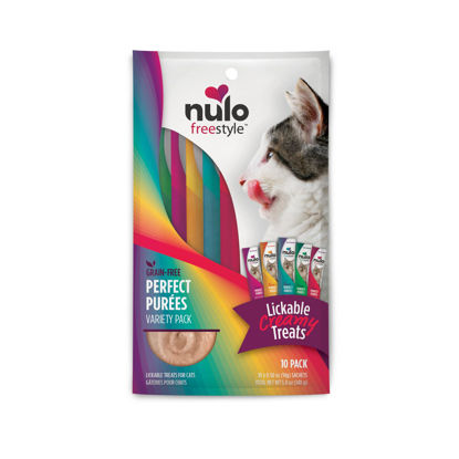 Picture of Nulo Freestyle Grain-Free Perfect Purees Premium Wet Cat Treats, Squeezable Meal Topper for Felines, High Moisture Content to Support Hydration, 0.5 Ounces in each Lickable Wet Cat Treat Pouch
