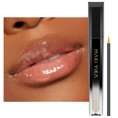 Picture of MAKI YIKA Clear Lip Gloss for Women Lip Plumper Gloss Tinted Glitter Lipgloss Moisturizing High Shine Plumping Lip Gloss, Clear Gloss