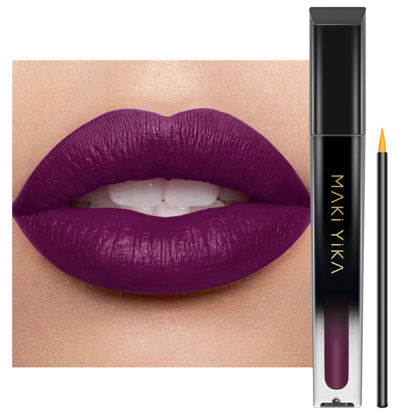 Picture of MAKI YIKA Dark Purple Lipstick for Women Color Stay Long Lasting Lipsticks, No Smudge Matte Liquid Lipstick Transferproof Cruelty-Free Lip Color, GOTHIC PLUM