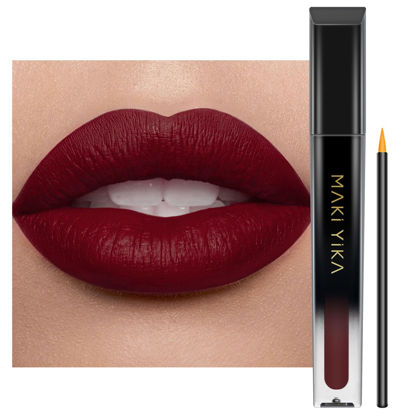 Picture of MAKI YIKA Dark Red Lipstick for Women Color Stay Long Lasting Lipsticks, No Smudge Matte Liquid Lipstick Transferproof Cruelty-Free Lip Color | PARTY GO