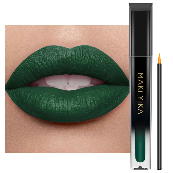 Picture of MAKI YIKA Green Lipstick for Women Color Stay Long Lasting Lipsticks, No Smudge Matte Liquid Lipstick Transferproof Cruelty-Free Lip Color, FORBIDDEN FOREST