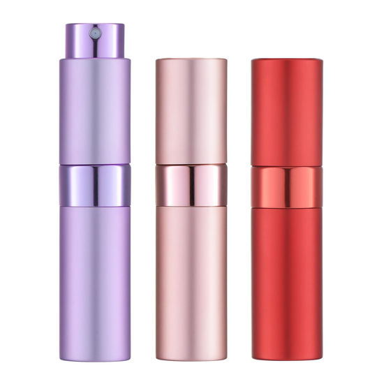 Picture of LISAPACK 8ML Atomizer Perfume Spray Bottle for Travel (3 PCS) Empty Cologne Dispenser, Portable Sprayer (Red, Pink, Purple)