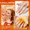 Picture of MEFA 6 Colors Fall Gel Nail Polish Set, Autumn Shades Orange Red Brown Glitter Yellow Soak Off Gel Polish Pumpkin Maple Leaves Tones Nail Art Design Salon Home Manicure Kit Halloween Gifts