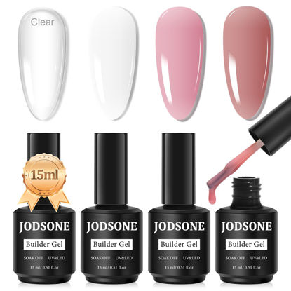 Picture of JODSONE 4 Bottles of 15 ML Capacity Builder Gel Nail Kit Building Nail for Extending Nails Need to Cured By Nail Lamp