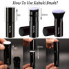 Picture of Makeup Brush Kabuki Face Brushes Retractable Travel Blush Brush Portable Flawless for Foundation, Powder Blush, Bronzer, Buffing, Liquid, Cream, Cruelty Free with Cover(Flat-Head)