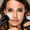 Picture of Makeup Brush Kabuki Face Brushes Retractable Airbrush Travel Blush Brush Portable Flawless for Foundation, Powder Blush, Bronzer, Buffing, Liquid, Cream, Cruelty Free with Cover(Round-Head)