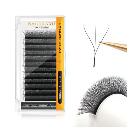 Picture of NAGARAKU W Eyelash Extension 3D Volume Premade Fan 0.07mm D curl 16mm Faux Mink Matte Black Cluster Easy Fanning yy Eye Lashes