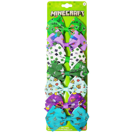 Picture of LUV HER Minecraft Kids Hair Bows - 7 Pcs 4 Inch Bundle - Hair Accessories Gift Set - Hair Bows for Kids - Multicolor Hair Clip with Alligator Clip - Ages 3 +
