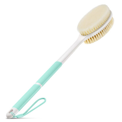 Picture of Backski Back Scrubber Anti Slip for Shower,Back Brush Long Handle with Soft and Stiff Bristles,Body Scrubber for Bath or Dry Brush(Green)