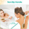 Picture of Backski Back Scrubber Anti Slip for Shower,Back Brush Long Handle with Soft and Stiff Bristles,Body Scrubber for Bath or Dry Brush(Green)