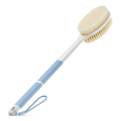 Picture of Backski Back Scrubber Anti Slip for Shower,Shower Brush Long Handle with Stiff and Soft Bristles,Body Exfoliator for Bath or Dry Brush(Blue)