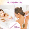 Picture of Backski Body Scrubber Anti Slip for Shower,Shower Brush Long Handle with Stiff and Soft Bristles,Body Wash Exfoliating Back Scrubber for Bath or Dry Brushing Body Brush(Pink)