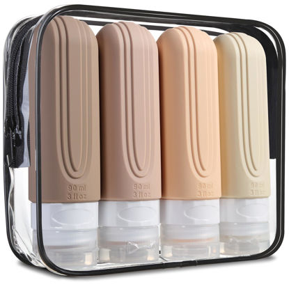 Picture of Mrsdry Travel Bottles for Toiletries, Tsa Approved 3oz Travel Size Containers BPA Free Leak Proof Refillable Liquid Silicone Squeezable Travel Accessories for Shampoo Conditioner Lotion (4 Pack)