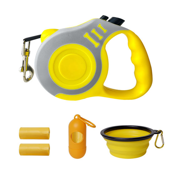 Picture of LIEVUIKEN Retractable Dog Leash Automatic Telescopic Tractor Dog Tape, Pet Tape 10/16 FT Durable and Convenient, with Folding Bowl, Dispenser, Rubbish Bags, Suitable for Small and Medium Dogs