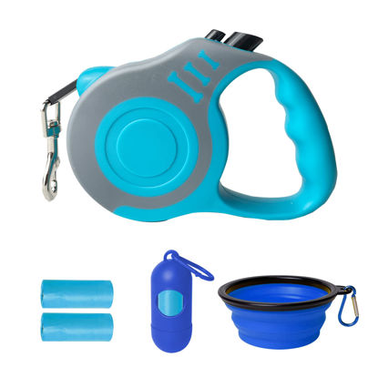 Picture of LIEVUIKEN Retractable Dog Leash Automatic Telescopic Tractor Dog Tape, Pet Tape 10/16 FT Durable and Convenient, with Folding Bowl, Dispenser, Rubbish Bags, Suitable for Small and Medium Dogs