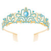 Picture of Didder Gold Aque Blue Rhinestone Princess Tiaras and Crowns for Women and Girls Birthday Tiara Crown Halloween Costume Party Wedding Prom Headpiece