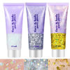 Picture of Go Ho White Silver and Gold Body Glitter Set,3 PCS Face Glitter Gel,Holographic Long Lasting Chunky Sequins Glitter Makeup for Singer Concerts,Parties,Performances,Stages,Festival Rave Accessories