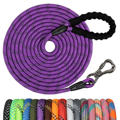 Picture of NTR 6FT Heavy Duty Dog Leash, Purple Rope Dog Leash with Swivel Lockable Hook and Comfortable Padded Handle, Cat Puppy Leash Lead for Small Medium Large Dogs Training, Playing, Camping,or Backyard