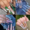 Picture of UNA GELLA Fake False Coffin Nails Tips No C Curve 216PCS Extra Long Acrylic Nail Tips For Nail Art / Extension, Home DIY Salon 12 Sizes Gelly Tips, Clear, XXL