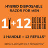 Picture of BIC Comfort 3 Refillable Three-Blade Disposable Razors for Men, Sensitive Skin Razor for a Comfortable Shave, 1 Handle and 12 Cartridges With 3 Blades, 13 Piece Razor Kit