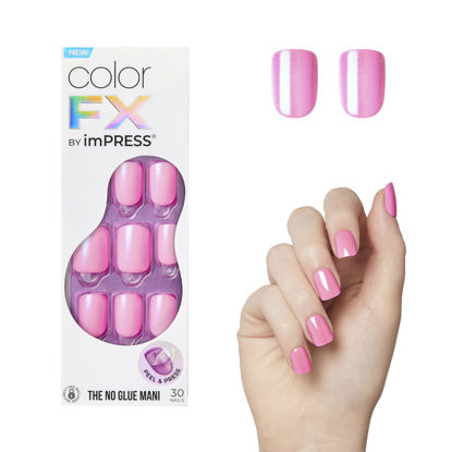 Picture of KISS imPRESS No Glue Mani Press-On Nails, Color FX, 'Late Night', Light Pink, Short Size, Squoval Shape, Includes 30 Nails, Prep Pad, Instructions Sheet, 1 Manicure Stick, 1 Mini File