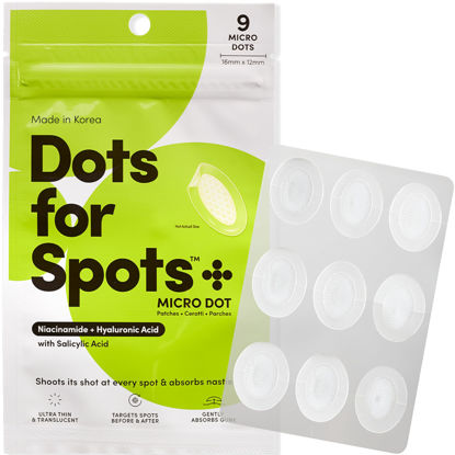 Picture of Dots for Spots Micro Dot Pimple Patches (Pack of 9) - Niacinamide Formula for Face and Body - Discreet Design, Fast-Acting, Vegan & Cruelty-Free Korean Skin Care