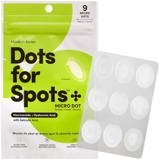 Picture of Dots for Spots Micro Dot Pimple Patches (Pack of 9) - Niacinamide Formula for Face and Body - Discreet Design, Fast-Acting, Vegan & Cruelty-Free Korean Skin Care