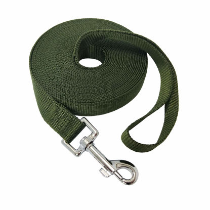 Picture of Nylon Training Dog Leash for Small Medium Large Dogs, 15ft 20ft 30ft 50ft Long Leash Dog/Puppy Lead for Obedience Recall Training, Camping (1" x 20ft, Green)