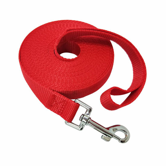 Picture of Nylon Training Dog Leash for Small Medium Large Dogs, 15ft 20ft 30ft 50ft Long Leash Dog/Puppy Lead for Obedience Recall Training, Camping (1" x 20ft, Red)