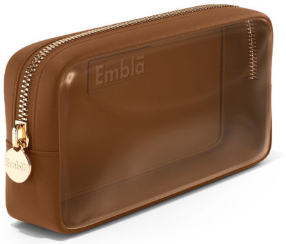 Picture of Embla Clear Cosmetic Bag Makeup Bag, Clear Zipper Pouch Cosmetics Bags Cute Womens Make Up Pouches, Clear Toiletry Travel Bag Tote, Preppy Purse Cosmetic Organizer Small Large Makeup Bags, Chocolate
