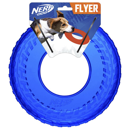 Picture of Nerf Dog 10in Enhanced Translucent TPR Tire Flyer - Blue,Medium Breeds